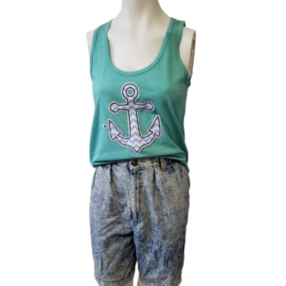 NWT PEI medium anchor ocean chevron graphic tank top seafoam green - Picture 10 of 10